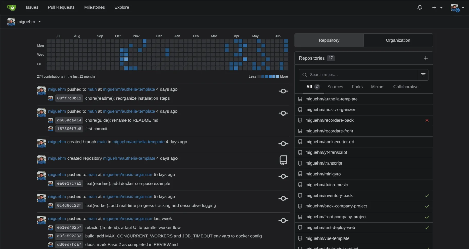 Muchos de mis repositorios ya se encuentran en mi instancia personal de gitea